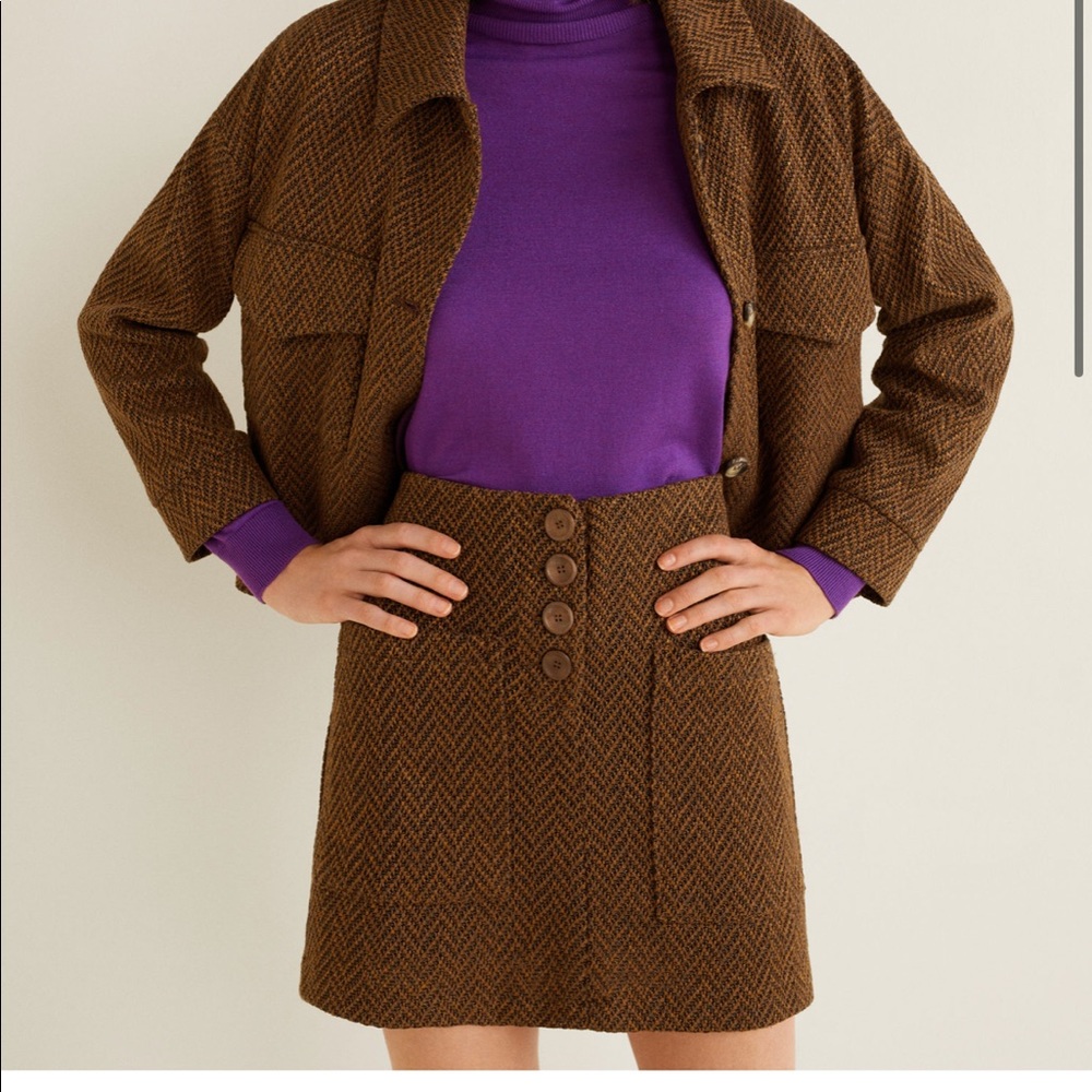 Brown herringbone skirt, size XS (fits like s/m)